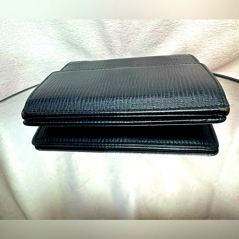 Loewe Anagram Wallet Vintage Black Crosshatch Leather Bifold Coin Pouch LVMH